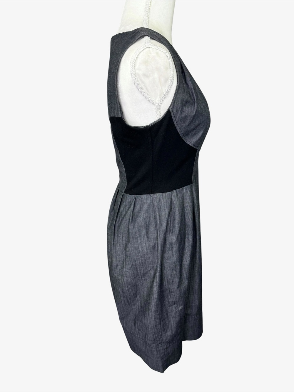 Calvin Klein denim look sheath dress 4 gray and black sleeveless pencil dress - Picture 5 of 9